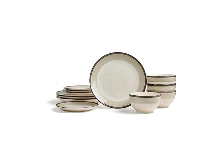 Earth & Clay Harlow 12-Piece Dinnerware Set Earthenware, Beige - Image 1