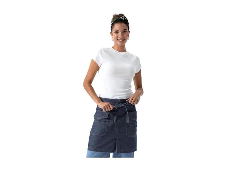 Chef Works Half Bistro Apron Indigo - Image 1