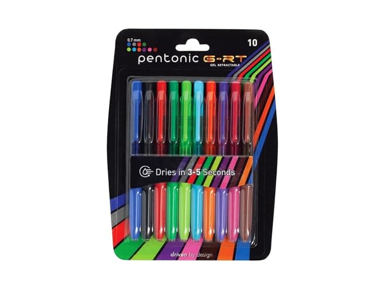 Pentonic G-RT Retractable Gel Pens, 10 Colors - Image 1