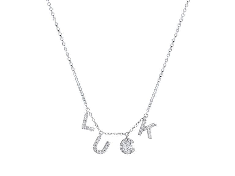 Diamond Luck Letter Pendant Necklace - Image 1