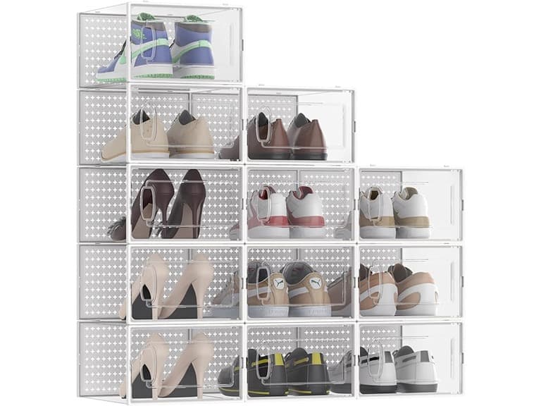 12-Pack Stackable Shoe Storage Boxes - Image 1