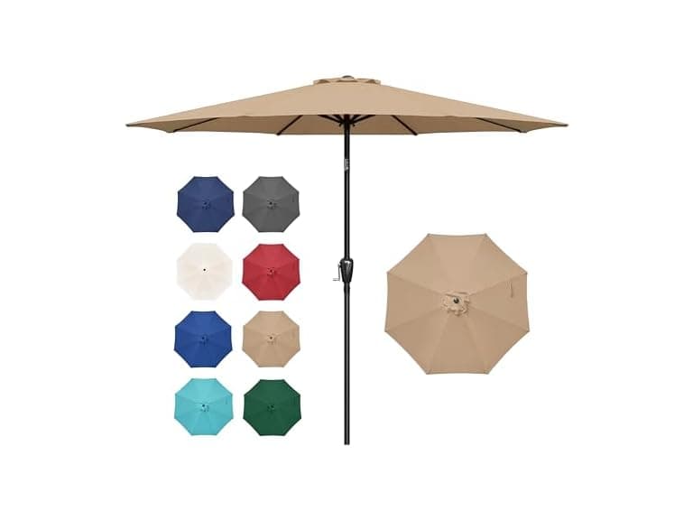 9ft Patio Umbrella Tan UV Protection - Image 1
