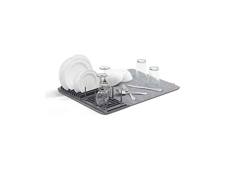 Umbra Udry Dish Rack with Movable Pegs and Microfiber Drying Mat - Image 1