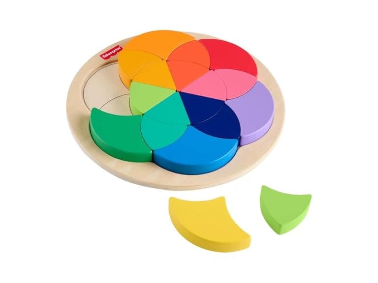 Fisher-Price Wood Preschool Toy Color Wheel Puzzle - Image 1