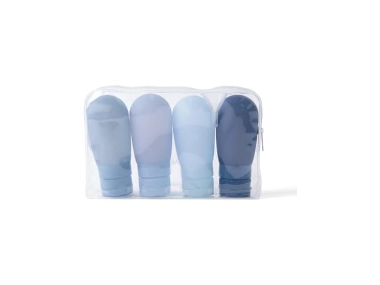MIAMICA Silicone Bottle Set - Clear/Blue, 8-Piece Set