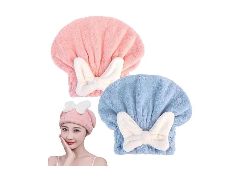 2Pcs Microfiber Hair Drying Cap Ultra - Image 1
