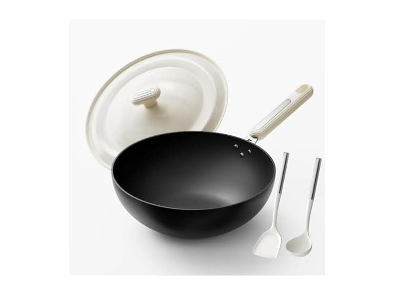 Stackbear Carbon Steel Wok Pan with Spatula - Image 1
