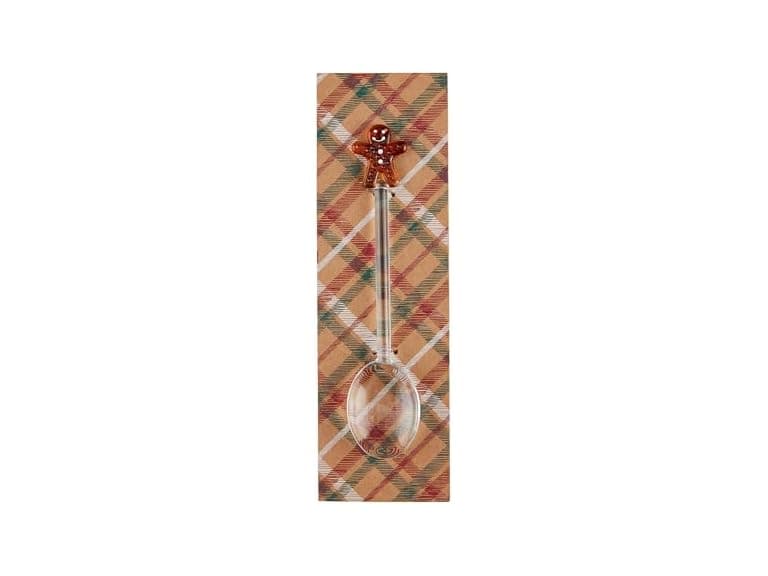 Mud Pie Glass Icon Spoon, Gingerbread, 5" - Image 1