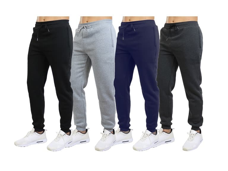 3Pk Mens Fleece-Lined Zip Joggers - Image 1