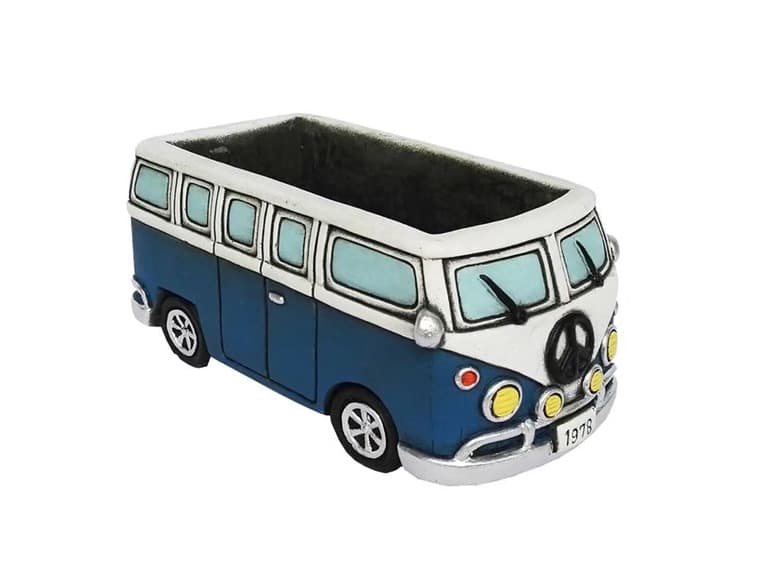 8" Blue VW Buss Cement Planter - Image 1
