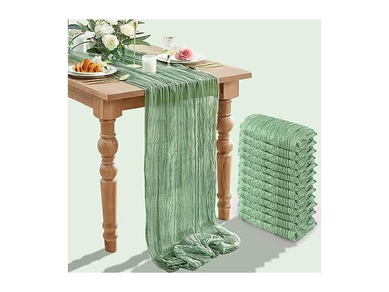 TISEMENT 12 Packs Cheesecloth Table Runne (Sage Green) - Image 1