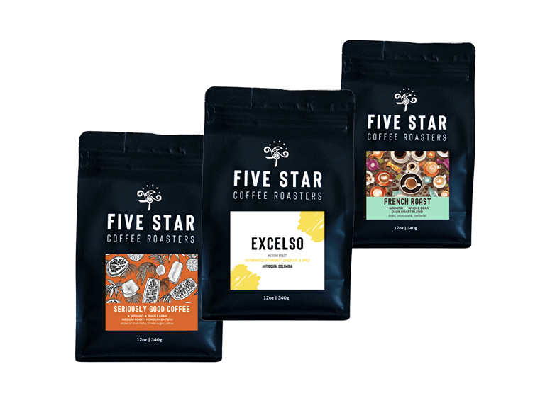 (3 Pack) Five Star Coffee Whole Bean Best Sellers - Image 1
