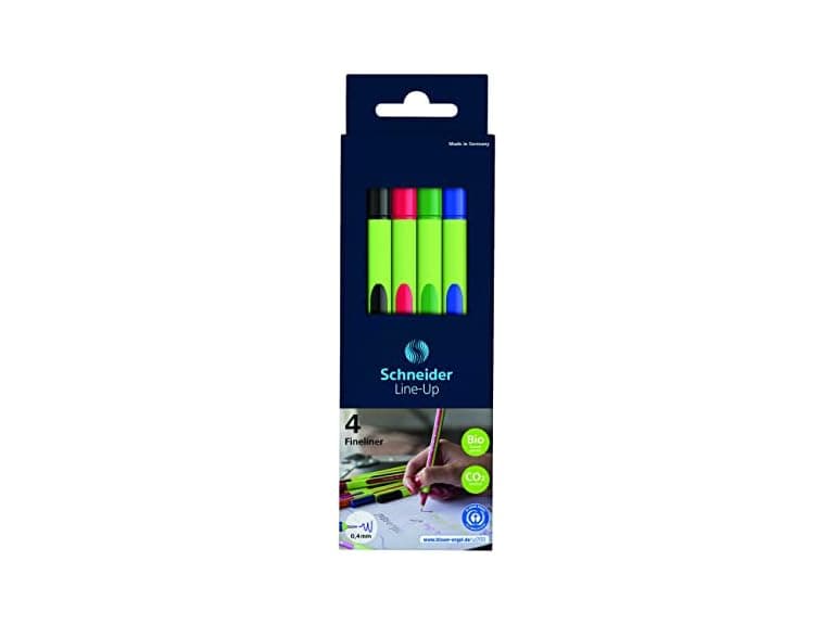 Schneider 0.4mm Fineliners with Case Stand, 4 Pieces - Image 1