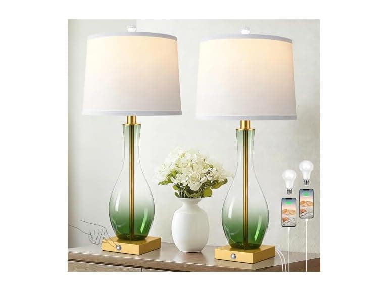 WIHTU Glass Table Lamps, Green