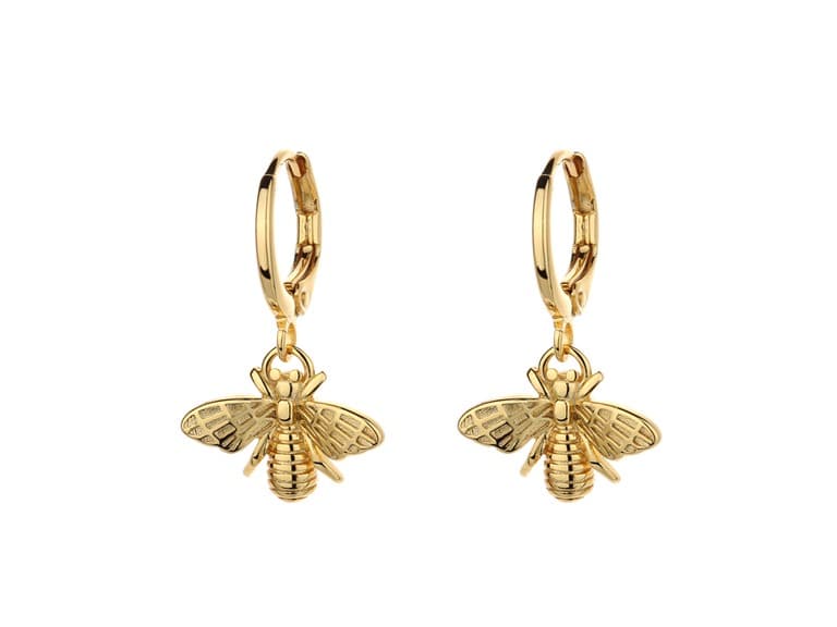 18K Gold Plated Bee Huggie Earrings - Image 1