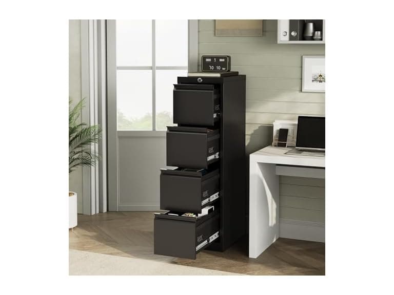 BouPower 4 Drawer File Cabinet with Lock - Image 1