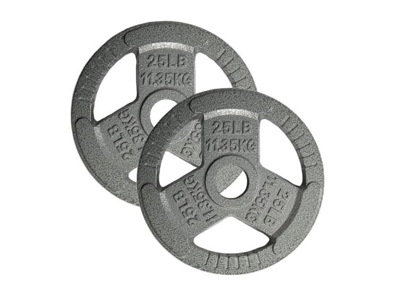Yes4All Tri-Grip Handles Olympic Weight Plates- 25LB (Pair) - Image 1