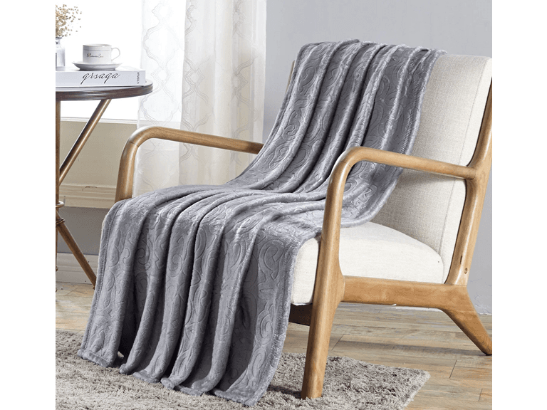 Ultra Soft Microplush Embossed Scroll Pattern Throw - Image 1