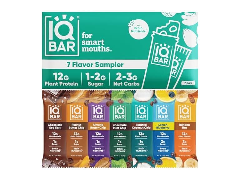 IQBAR Brain and Body Plant Protein Bars, 7 Bars - Image 1