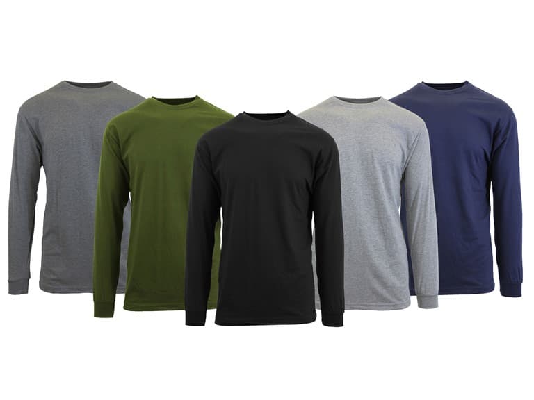 (3 or 6Pk) Mens L/S Crew Neck Solid Shirt - Image 1