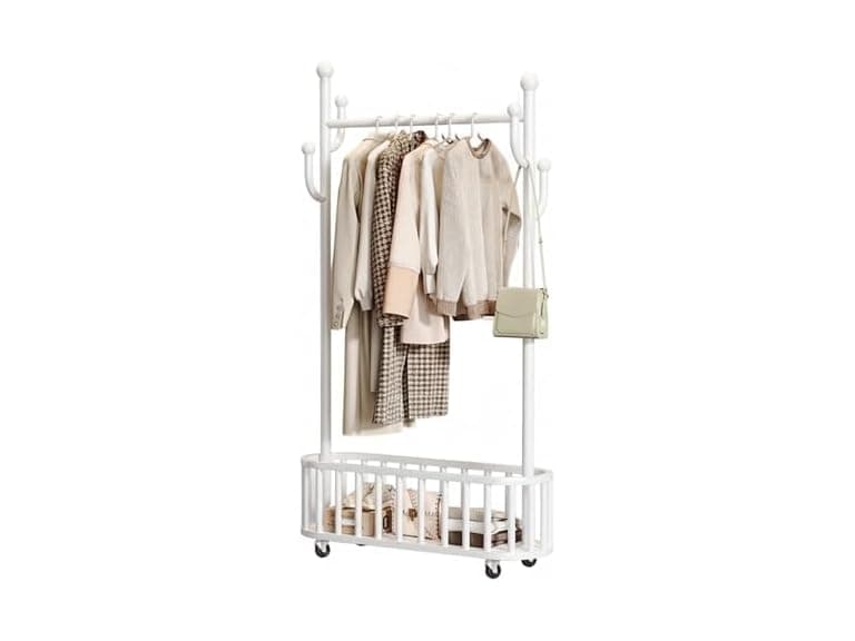 CuisinSmart Rolling Clothes Rack with Wheels White - Image 1