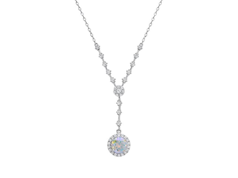 Moissanite Rainbow Halo Necklace - Image 1
