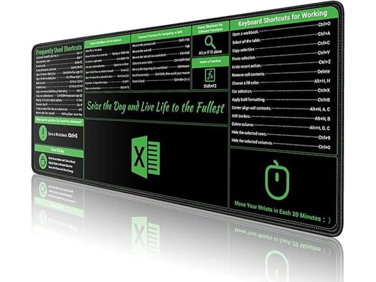 XL Excel Shortcut Mouse Pad 31.5"x11.8" - Image 1