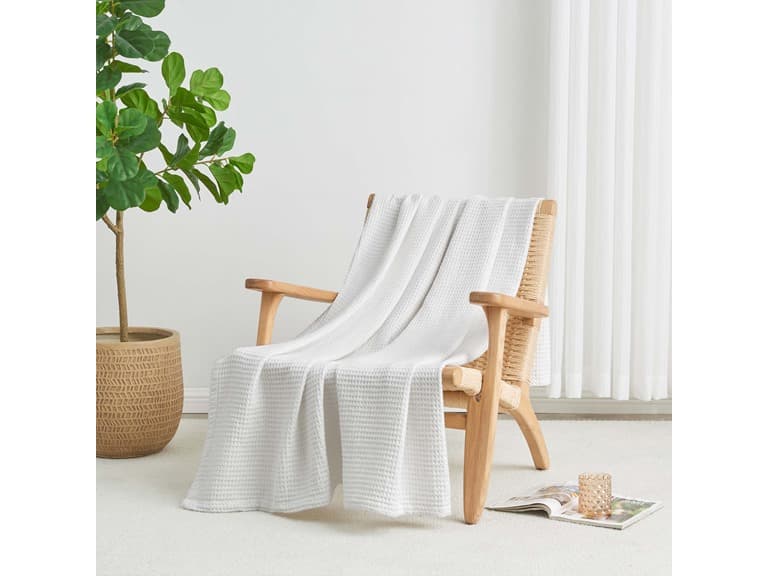 Patina Vie Cotton Waffle Knit Blanket - Image 1