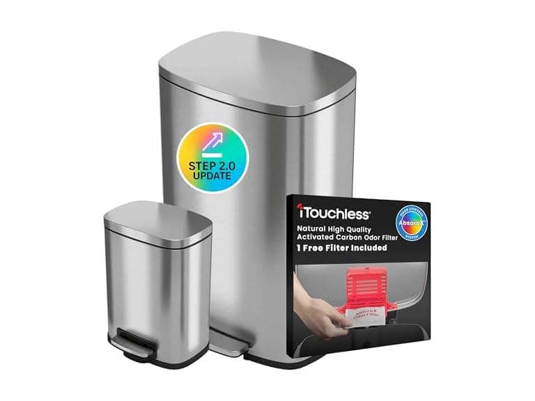 iTouchless Step 2.0 Technology SoftStep Combo Trash Can Set - Image 1