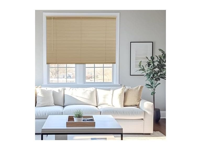 CHICOLOGY Mini Blinds for Indoor 46"W x 48"H, Cappuccino - Image 1