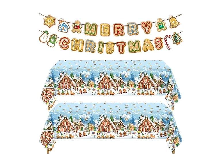 6 Pcs Gingerbread Tablecover & Banner - Image 1
