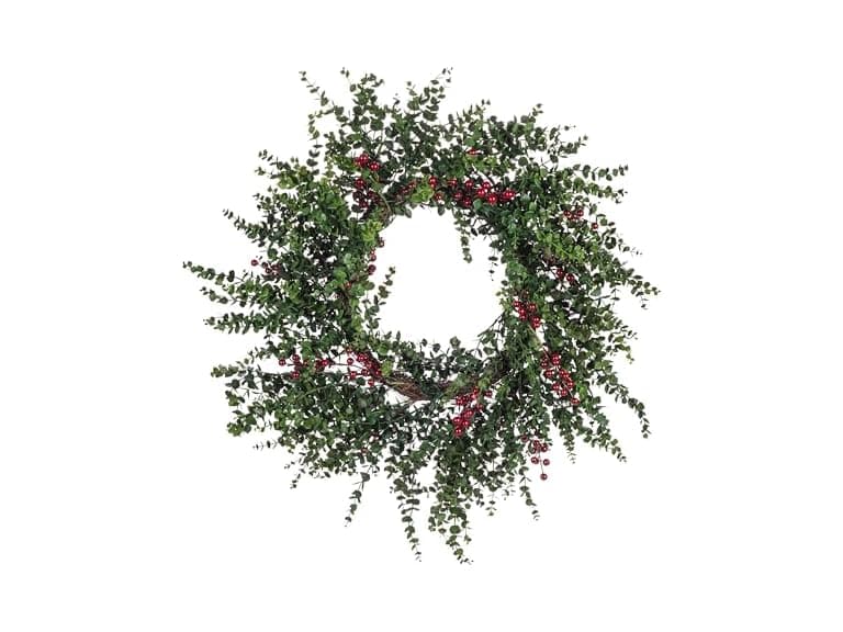 Abbott Collection Large Eucalyptus Faux Wreath with Berries - Image 1