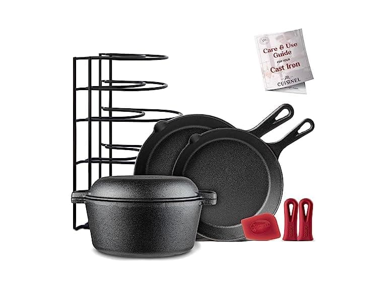 Cuisinel Cast Iron Cookware 5-Pc Set - 10" + 12" S (Open Box) - Image 1