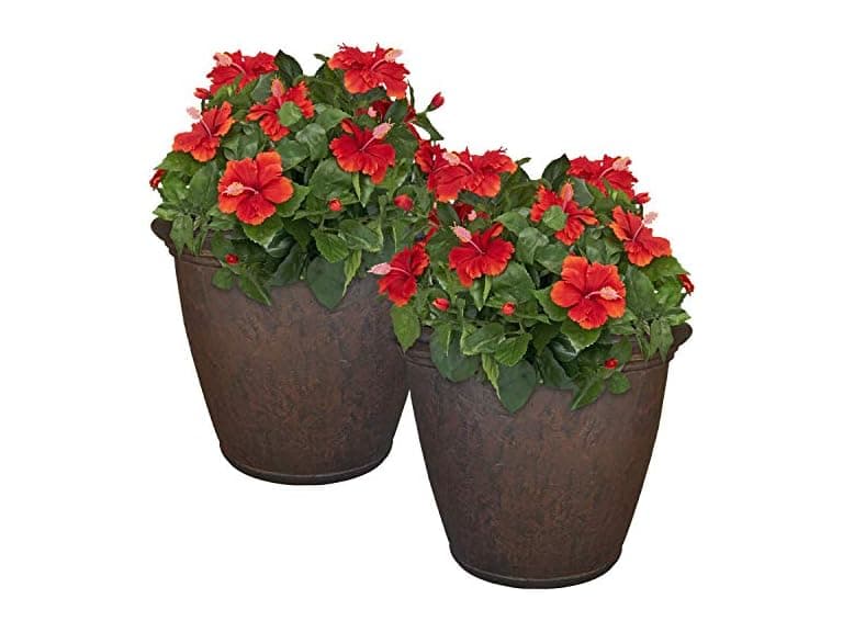 Sunnydaze 24-Inch Anjelica Large Plastic Pot Rust 2pk