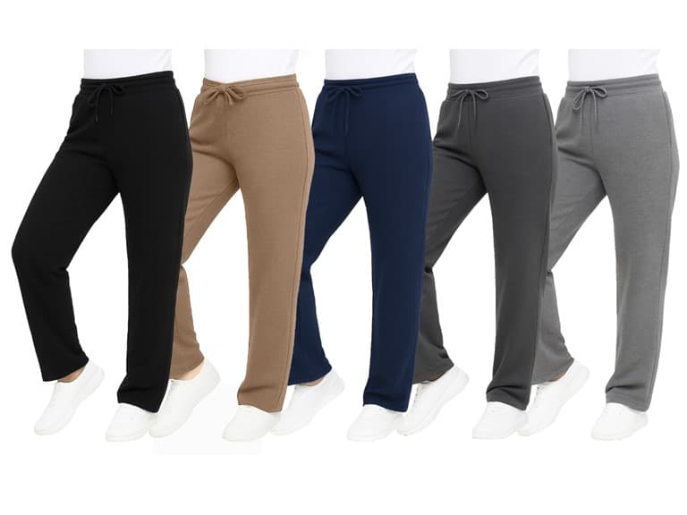3Pk Womens Heayweight Fleece-Lined Sweatpants - Image 1