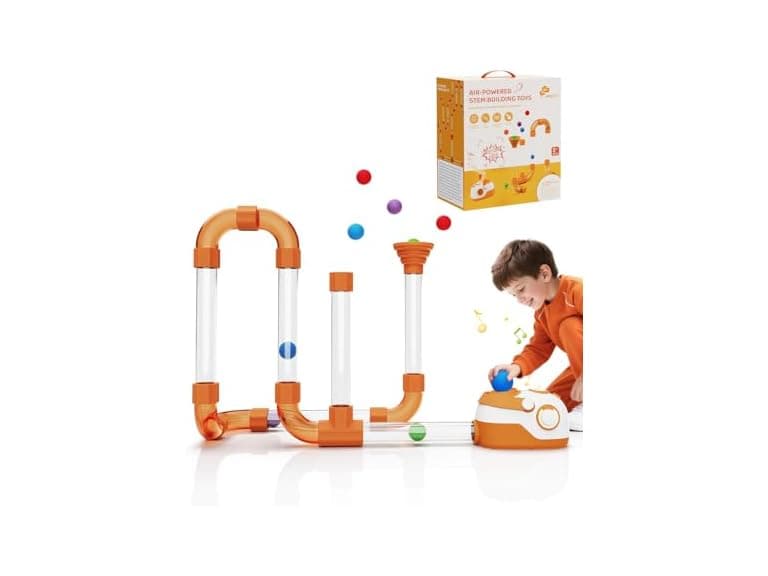 Air-Powered STEM Building Toys - Play while Charging, Rechargeable STEM Toys for 3+ Year Old, Boy & Girl Birthday Gift, Air Tubes Kids Toys Learning Educational Toy for Kids & Teens (Open Box) - Image 1