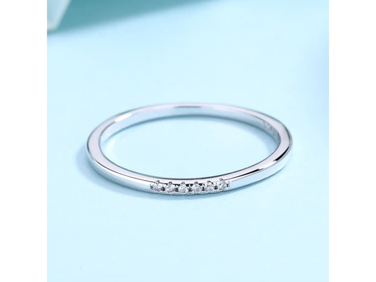 925 Sterling Silver Dainty Crystal Band - Image 1