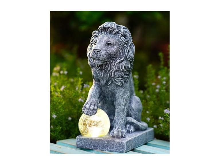 Lion Garden Statue w/ Ball Dcor - Image 1