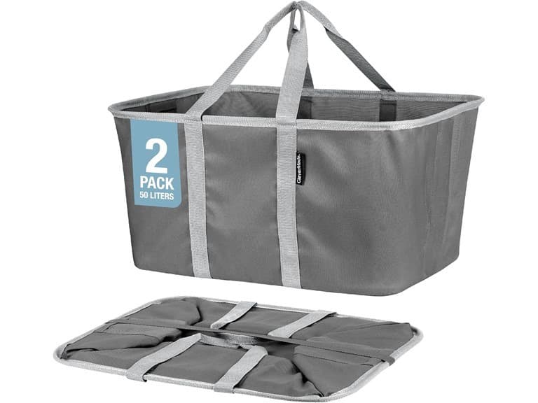 CleverMade Laundry Basket Totes 2PK 50L - Image 1