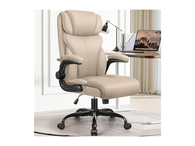 HeroSet Office Chair, Ergonomic Big and Tall Computer Desk Chairs, Executive Breathable Leather Chair with Adjustable High Back Flip-up Armrests, Lumbar Support Swivel PC Chairs with Rocking Function (Open Box) - Image 1