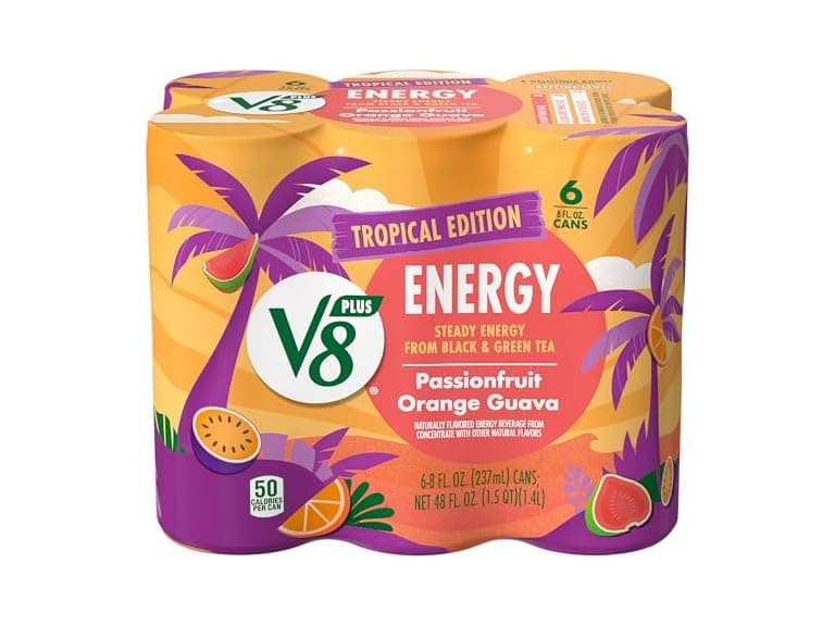 6pk V8 +Energy Passionfruit Orange Guava Juice - Image 1