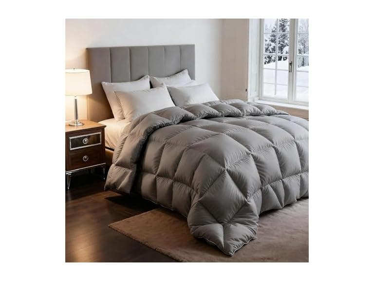 Grey Queen Feather Down Comforter - Image 1
