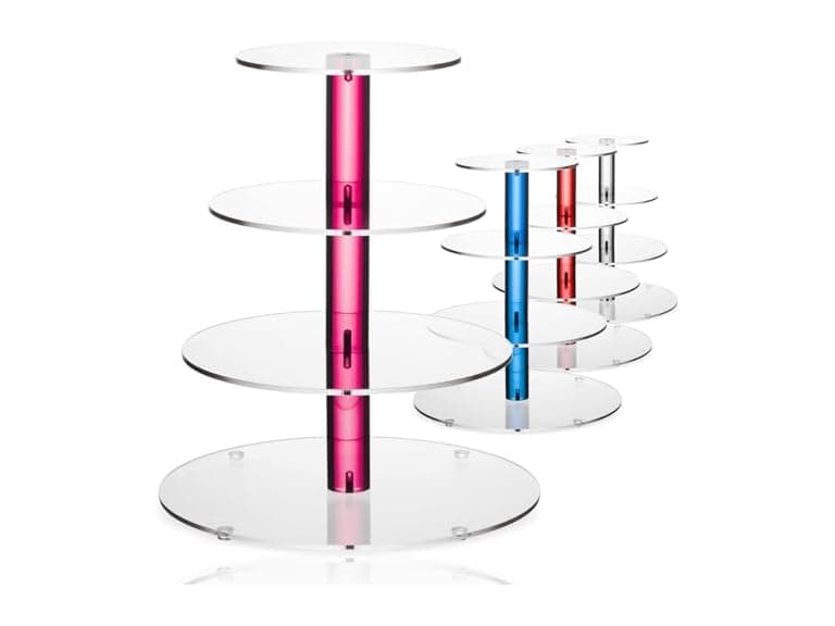 4-Tier Pink Acrylic Cupcake Stand  - Image 1