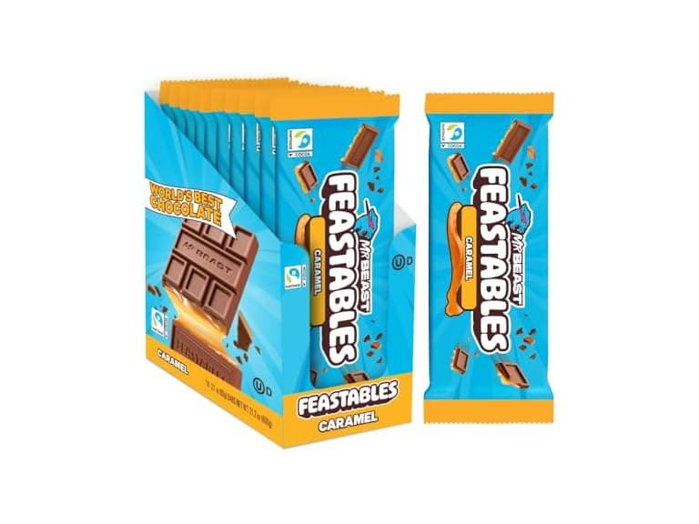 Feastables Caramel Choc Bar 10ct 2.1oz - Image 1