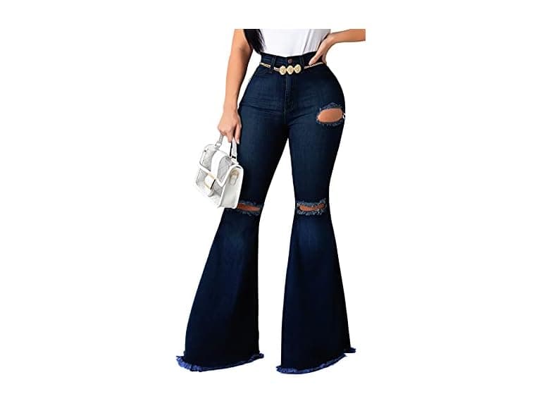 ZonJie Women (S) Bell Bottom Jeans Elastic Pants - Image 1