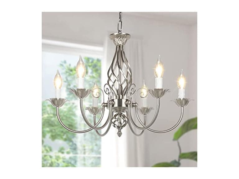 VerRon 6-Light Farmhouse Chandelier, Brushed Nickel - Image 1
