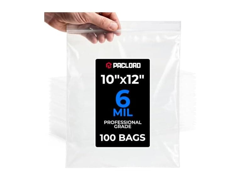 10" x 12" Medium Reclosable Plastic Zip Bags, 100 Count - Image 1