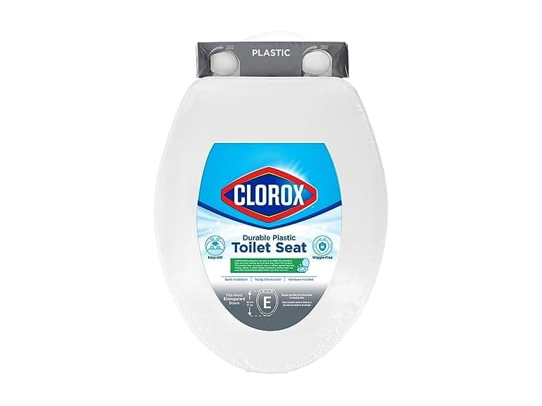 Clorox Elongated Plastic Toilet Seat with Easy-Off Hinges