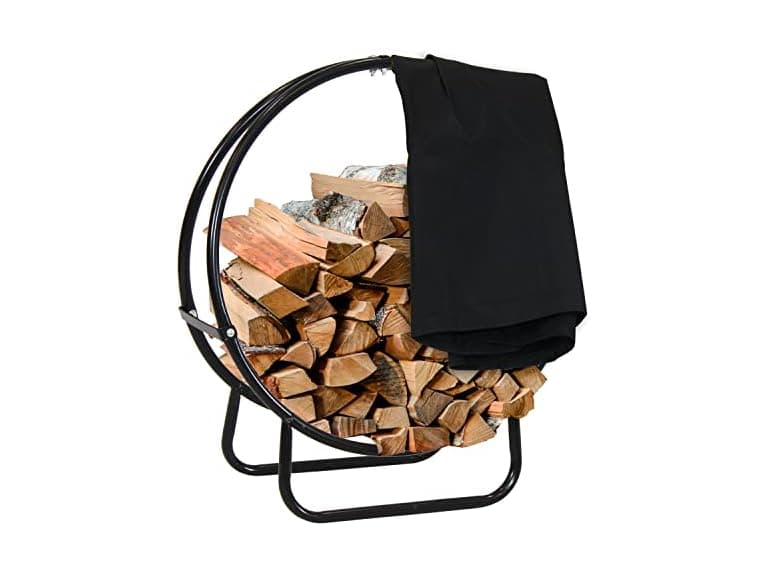 Sunnydaze 24-Inch Firewood Rack with Cover - Image 1