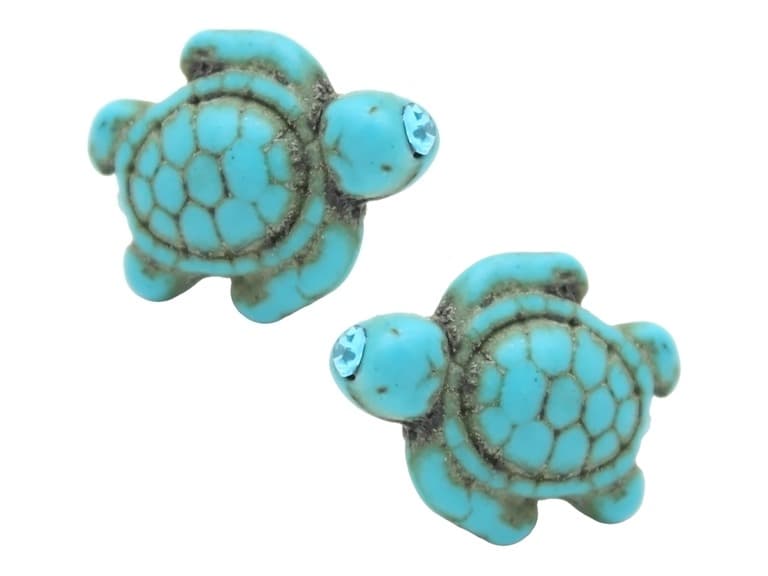 Turquoise Turtle Stud Earrings - Image 1